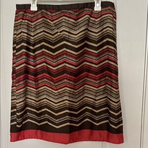 LOFT A-Line Skirt Brown and Black Knee-Length Fully Lined